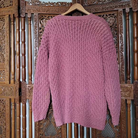 80s Vintage Express Handknit Mauve Rose Sweater - Picture 4 of 14